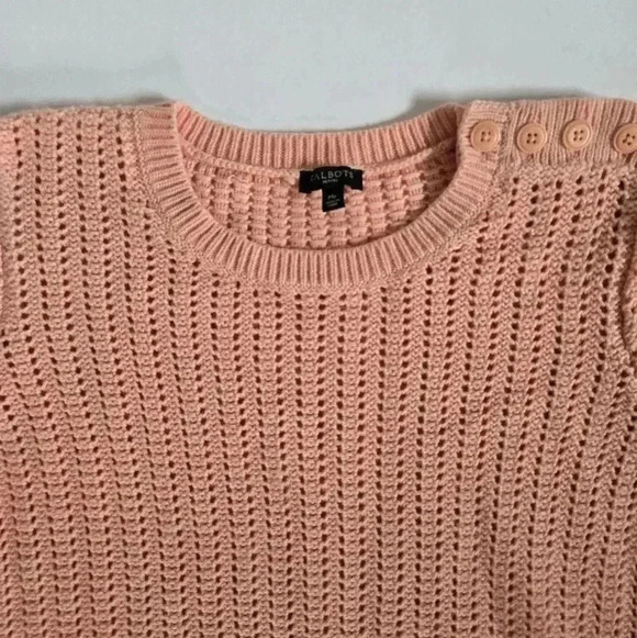 Talbots Lambswool Open Knit Crew Neck Sweater Peach sz Mp - Picture 3 of 8
